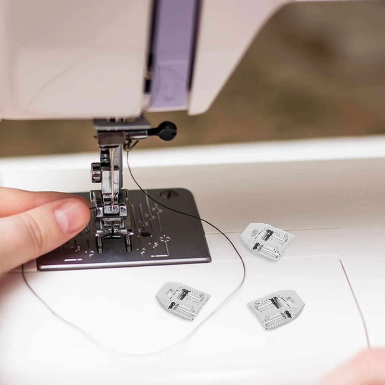 5 قطعة قدم سستة غير مرئية لآلة الخياطة المعادن منخفضة عرقوب قطعة قدم الضغط في ماكينة الخياطة المخفية سستة مرفق الخياطة العالمية #2