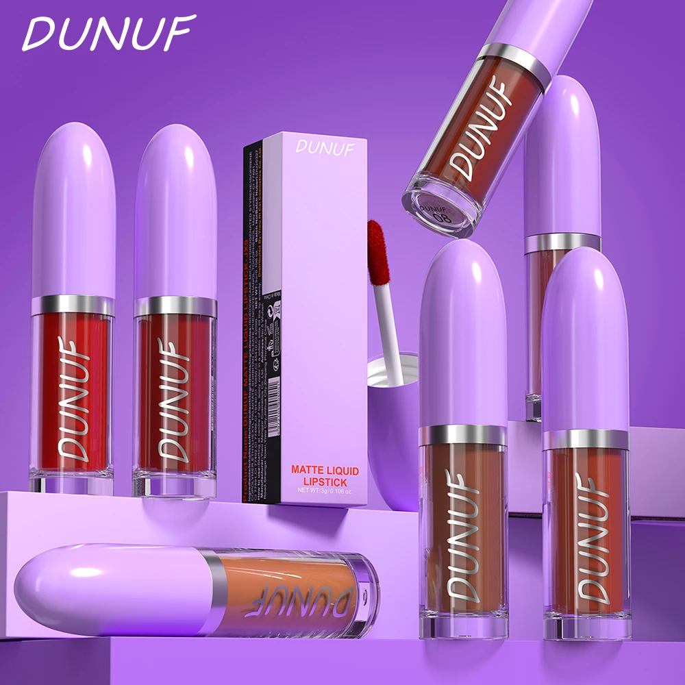 DUNUF 모이스처라이징 립 글로스 매트 미스트 립 글레이즈, 오래 지속되는 방수 립스틱, 모든 피부에 천연