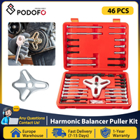 Podofo 46Pcs Universal Harmonic Balancer Puller Kit w/Floating Swivel,Steering Wheel & Crankshaft Remover for Cars Trucks SUV