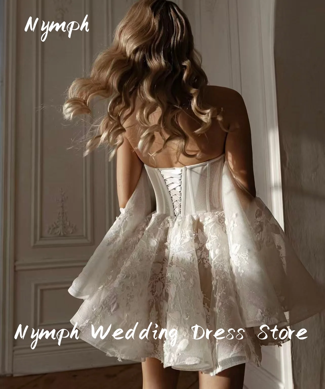 فستان زفاف مخصص من قطعتين قابل للانفصال مزين بتنورة لامعة قابلة للانفصال 2 في 1 للعروس فيستدو دي نوفي