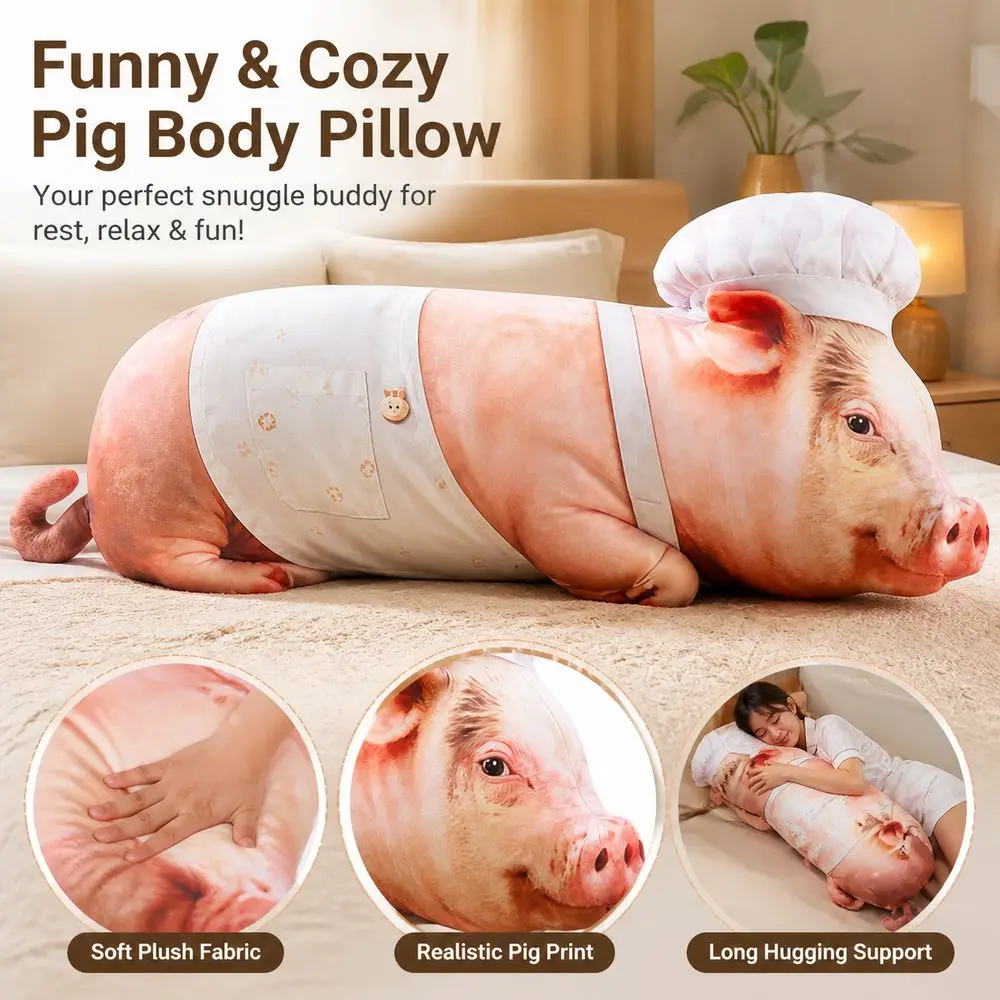 Material Animal Body Pillow PP Cotton Filled Soft Texture Animal Cushion 40cm Size Cute Design Pig Keychain Bedroom Use