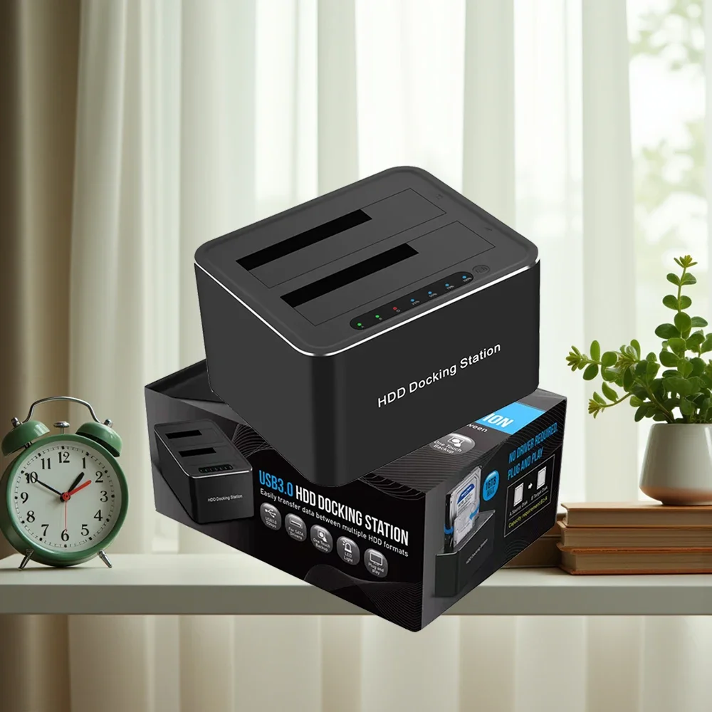 2.5 3.5 inch Hard Drive Docking Station 2 Bay USB3.0 to SATA HDD Case Dual HDD Dock Support 32TB Mobile HDD Enclosure EU US Plug