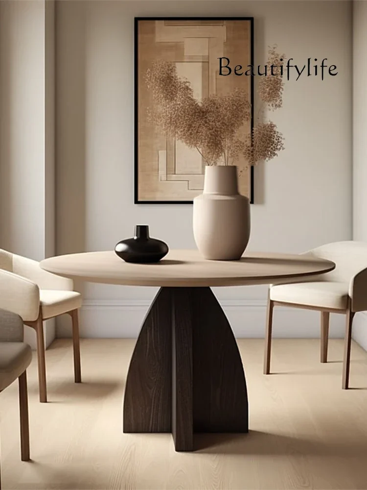 

Household Solid Wood Dining Table Japanese Style Simple round Coffee Table French Style Chinese Style Dining Table