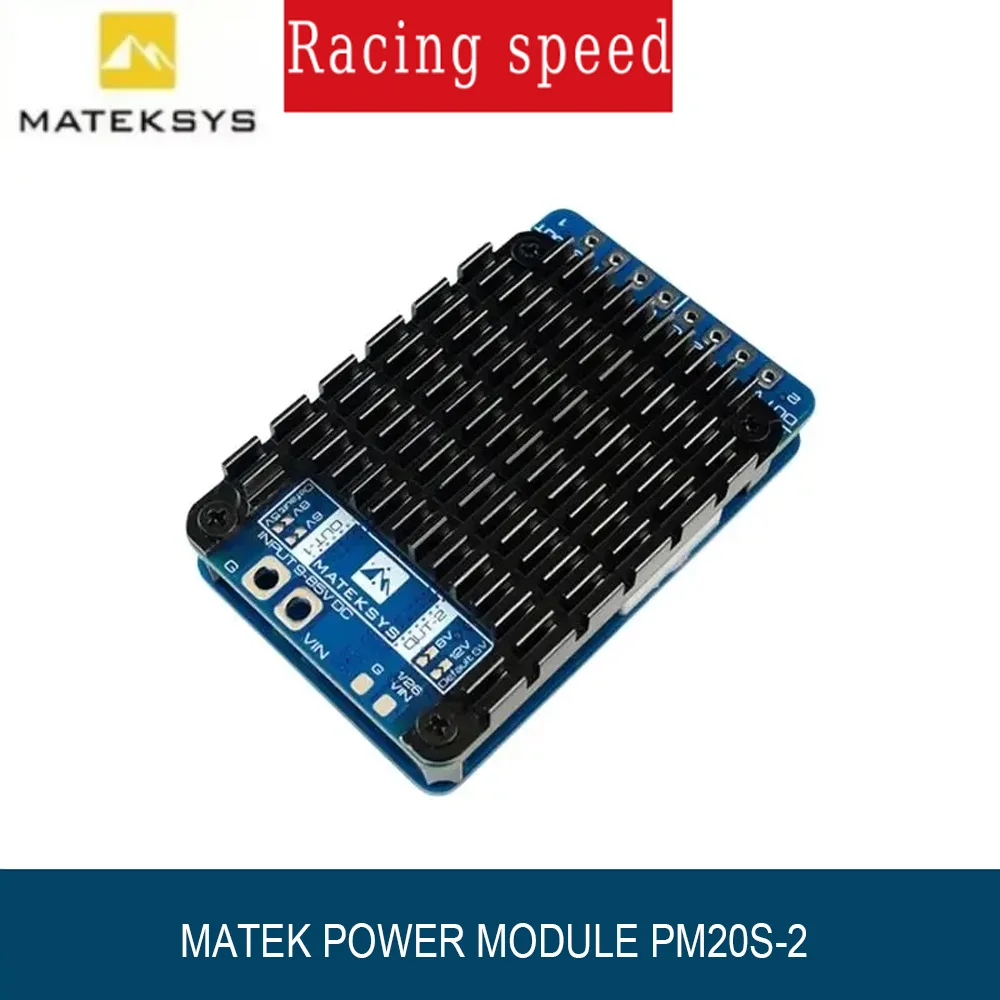 

Модуль питания Matek PM20S-2, двойные понижающие регуляторы напряжения 9-85В на 5.3-12.2В 15А, делитель 1K:25K для FPV дронов