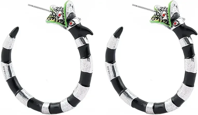 

Gothic Coral Snake Earrings Halloween Horror Beetle Snake Juice Hoop Earrings for Women Cosplay Costume Halloween Accessories