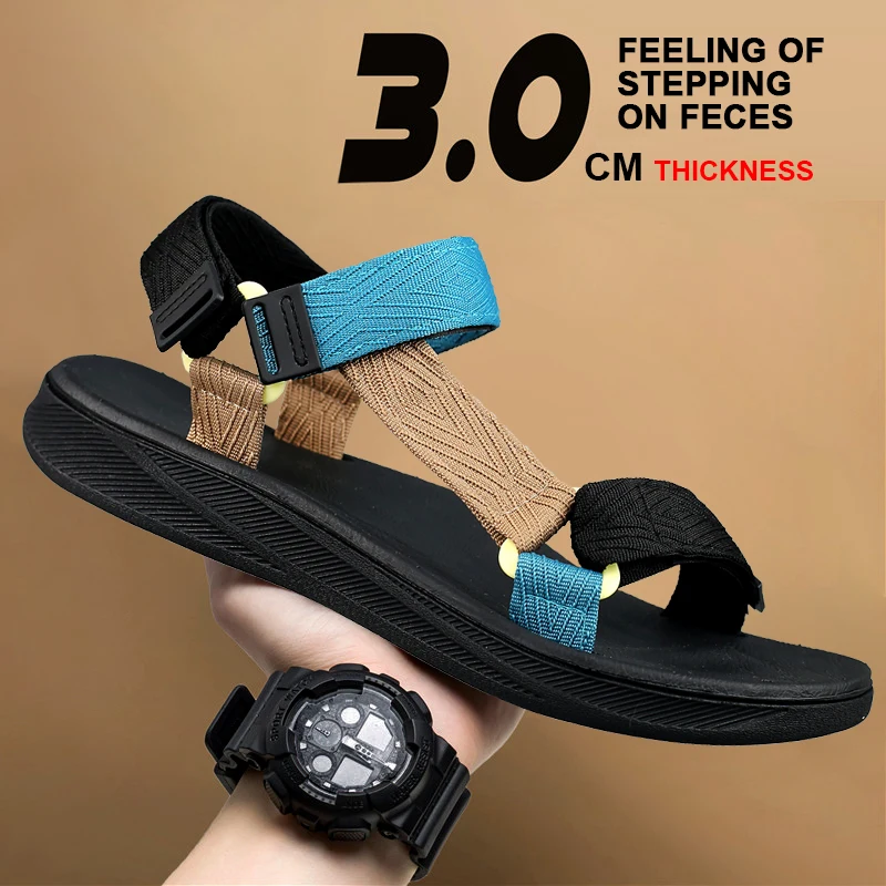 Summer Outdoor Wadable Sandals Man Arch Support Yoga Mat Insole Gladiator Open Beach Slippers Antiskid Durable Flat Men Shoe