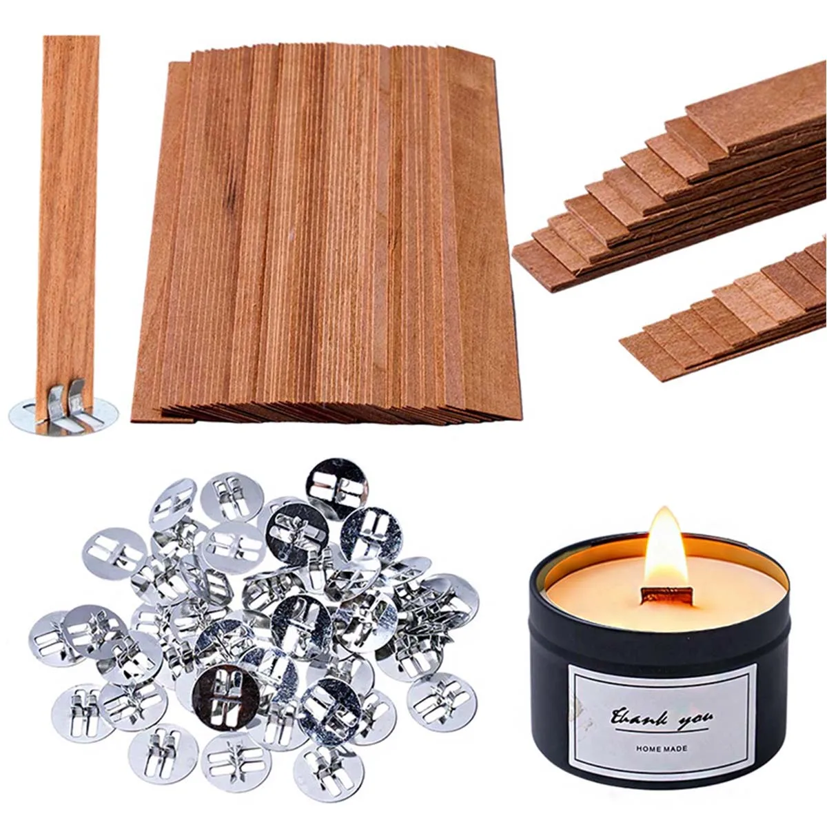 10/30/50 pçs mechas de madeira diy aromaterapia vela mechas de alta qualidade sem fumaça lascas de madeira artesanal vela fazendo acessórios