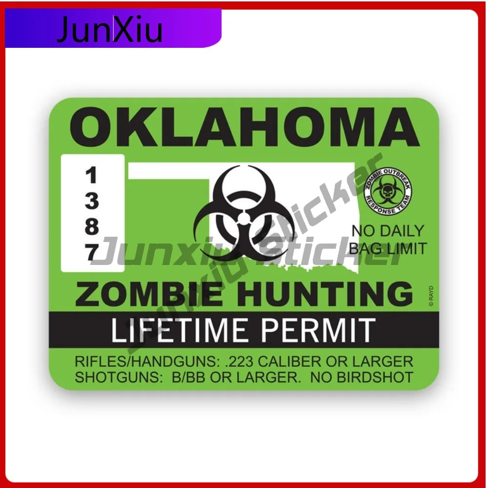 

Oklahoma Zombie Hunting Permit Stickerwaterproof Outdoor Cute Bumper Waterproof Vinyl Decal For Toilet Seat Unique Fun Decor