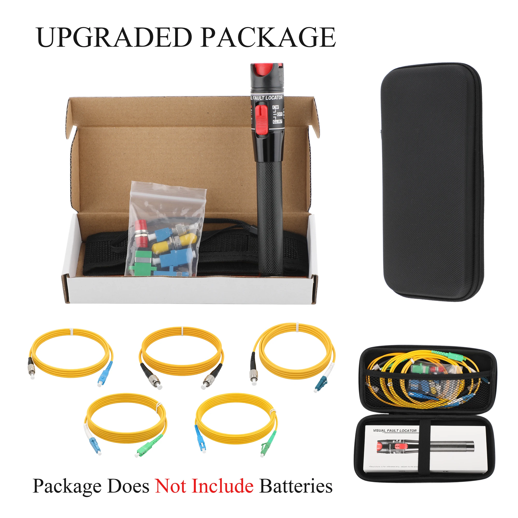 US 12PCS Fiber Optic Cable Test Kit 30/50/100KM FTTH Optic Pen for FC Male to LC Female and APC/SC UPC/ST FC SC LC