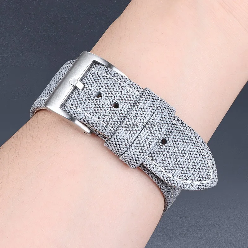 Quick Release Watch Strap Men Women Nylon Leather Band Universal Military Fabric Leather Wristband Army Sport Bracelet 20mm 22mm image 5