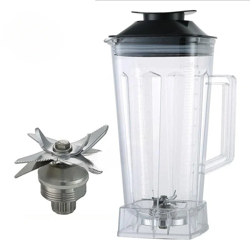 2L Square Container Jar Jug Pitcher Cup bottom with serrated smoothies blades lid for commercial Blender spare parts