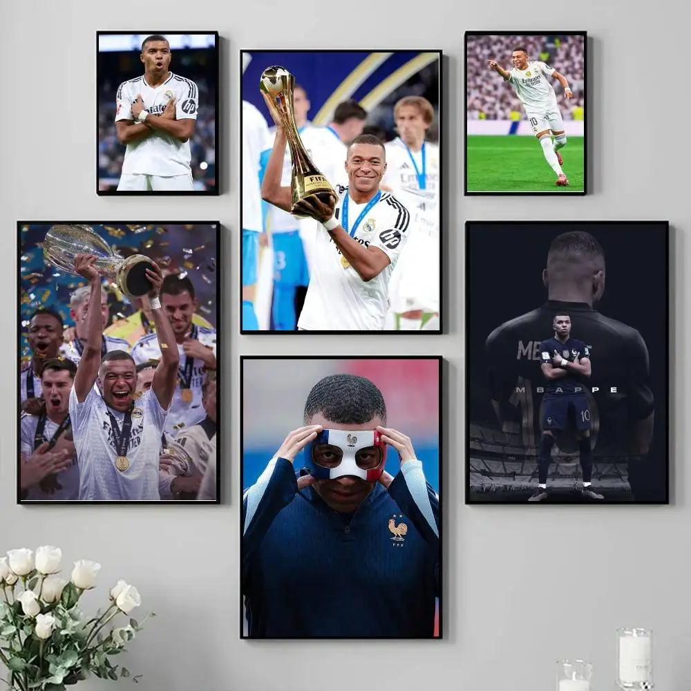 K-Kylian M-Mbappe Poster Self-adhesive Art Waterproof Paper Sticker Coffee House Bar Room Wall Decor
