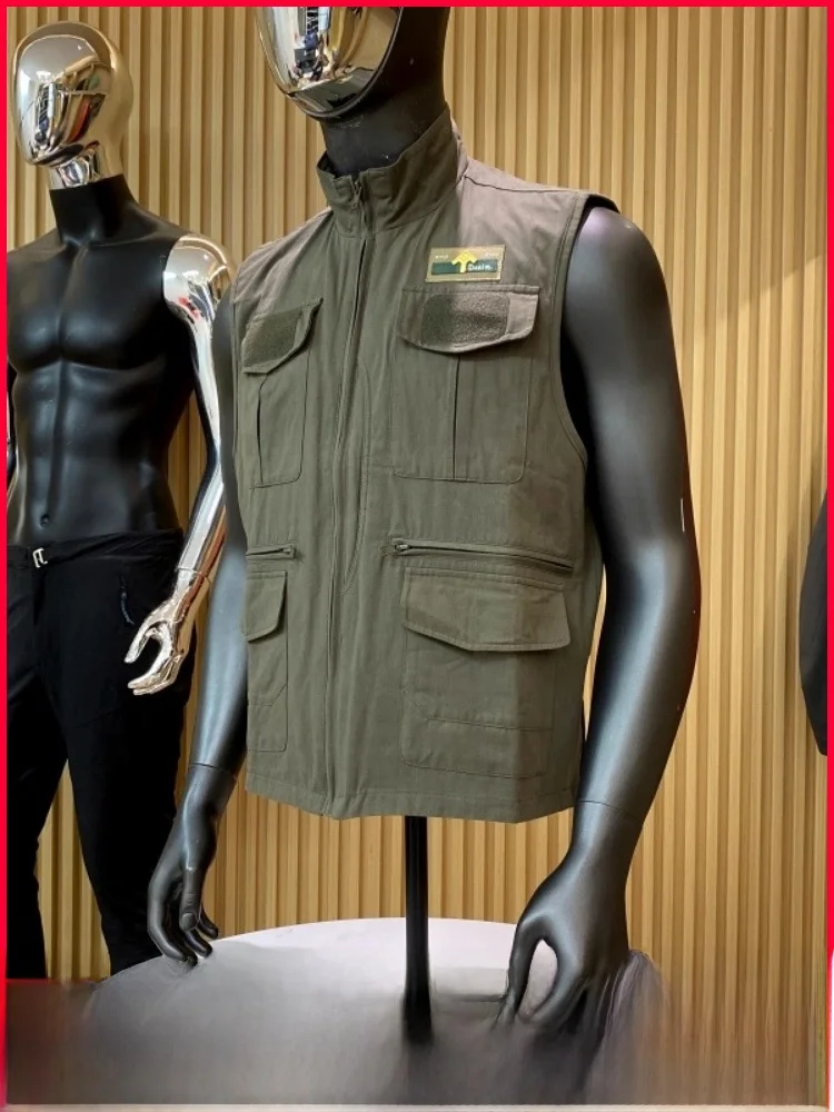 Baumwolle Arbeitskleidung Sle Weste Herren Outdoor Casual Herbst New Faion Multi-Pocket Design Jugend Trend Stand Fit Reißverschluss