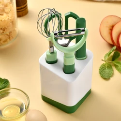 5 piece New Green Kitchen Tools Set Multi-functional Peeler Fruit Knife Egg Beater Scissors Set Kitchen Cooking Gadget