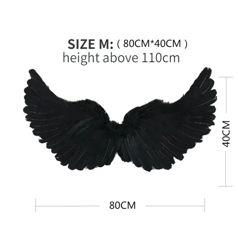 3pcs Anime Cosplay Black Feather Devil Wings Swallow Shaped Kids Adult Performance Feather Wings Bride Flower Child Dress