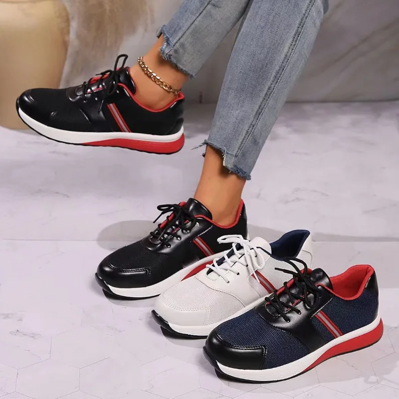 Women's Thick-soled Sneakers 2025autumn Trend Thick-soled Sneakers Fashionable Comfortable Breathable Casual Shoes Women's Shoes