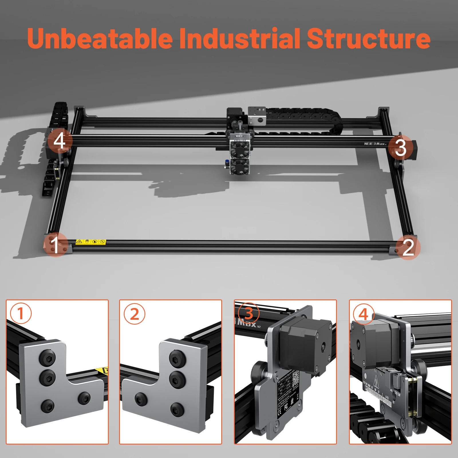 NEJE 3 Max 80W CNC Metal Laser Engraver 32-bit Dual MCU Laser Cutter Wood Etching Engraving Tool Bluetooth Offline APP Control