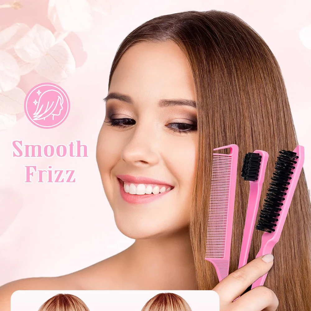 Zestaw szczotek do włosów Slick Back: wosk do włosów, szczotka do krawędzi, grzebień z ogonkiem myszki, szczotka z włosiem, szczotka wygładzająca dla kobiet i dzieci