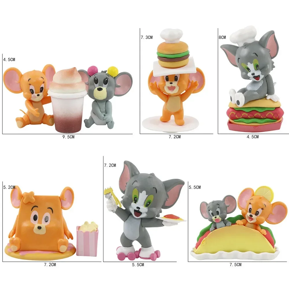 [Funny ] 6pcs/lot Disney Cartoon Anime Tom and Jerry Action figure toys statue collection model home decoration kids best gift