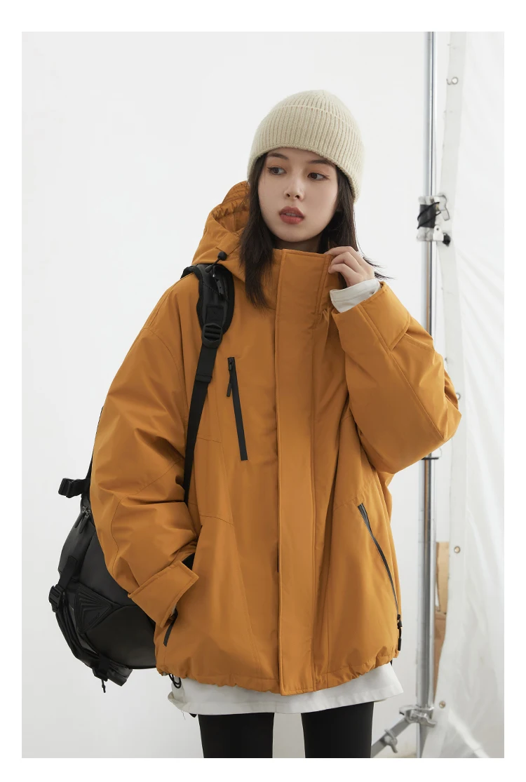 CHIC VEN Women Down Jacket Loose Outdoor Stand Up Collar Hooded 90 White Duck Down Lady Sport Coat Winter 2024 Female Clothing