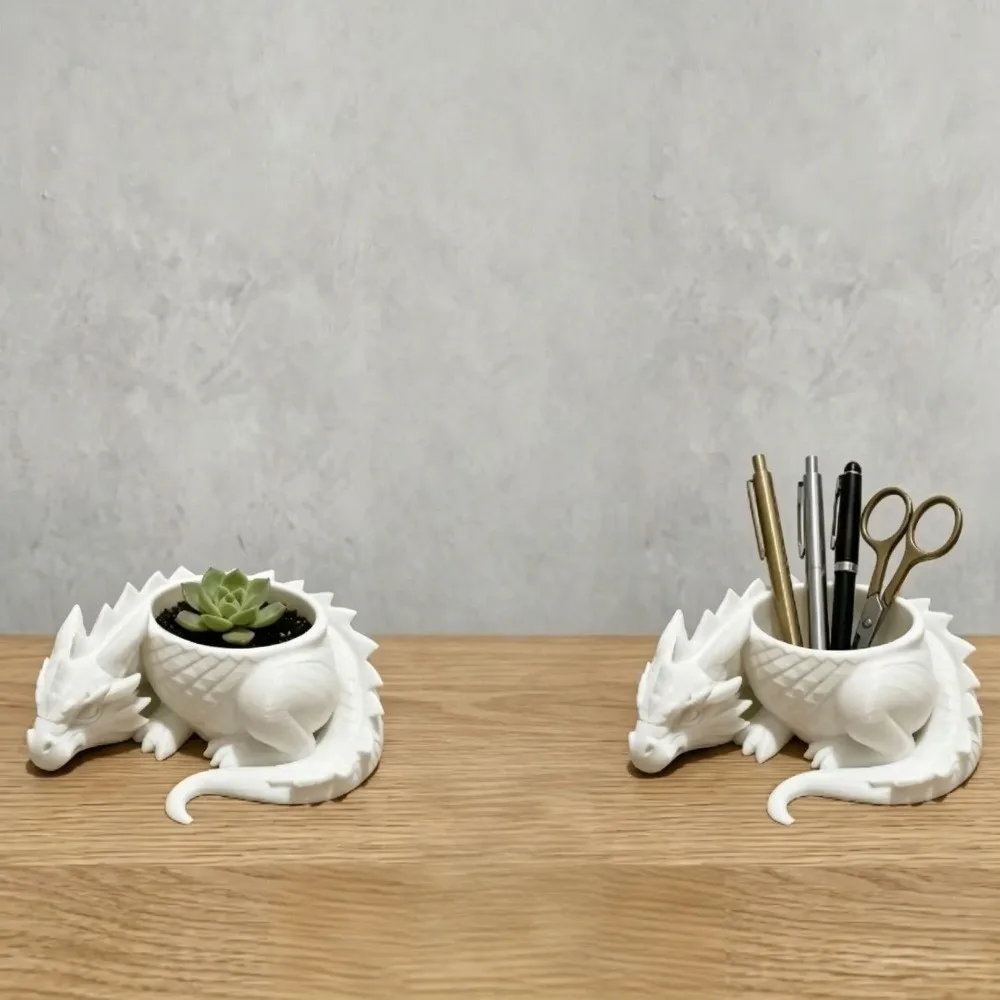 3D Printed Dragon Shaped Plant Pot Creative Funny Animals Flower Pot Mini Lightweight Jewelry Storage Tray for Yard Garden