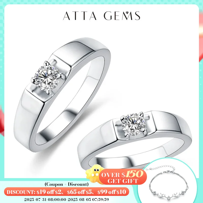 

Attagems 2022 New Classic Moissanite Ring Luxury Engagement Rings for Men Women Couple Wedding Female Anniversary Fine Jewelry