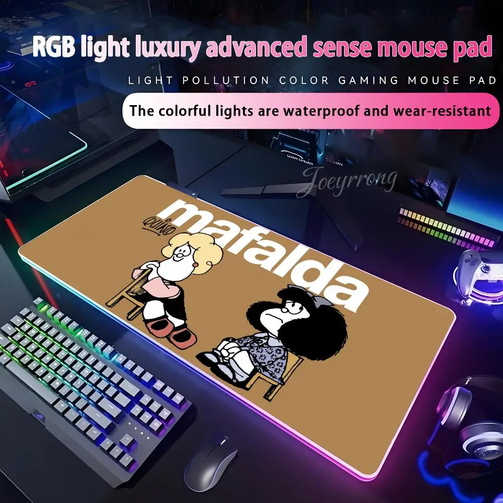 

Коврик для мыши Mafalda RGB коврик для мыши расширенная игровая клавиатура семь цветов светодиодные коврики большой 1000x500 мм XXL геймер