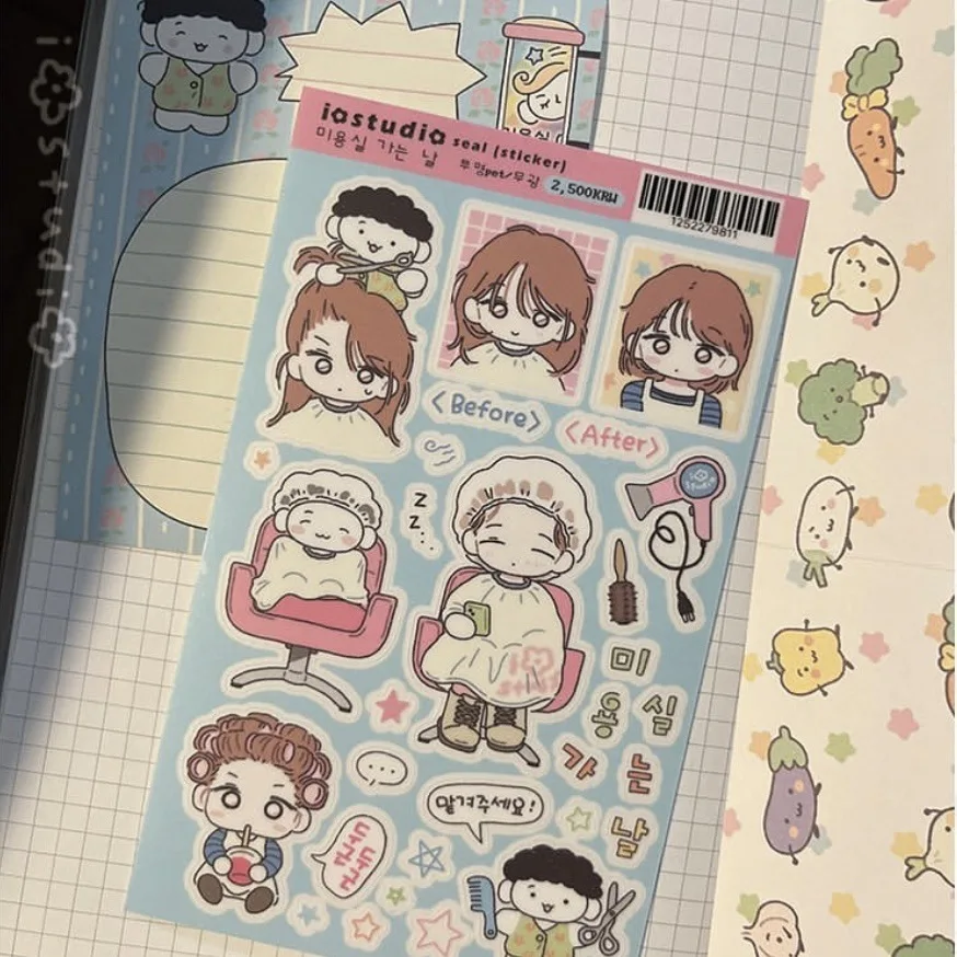 Adorables pegatinas de dibujos animados para niña, pegatinas de personajes juveniles INS coreano Guka, pegatinas creativas hechas a mano DIY