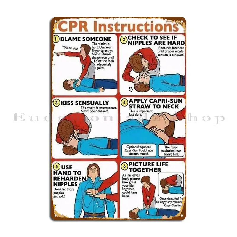 First Aid Funny Chart Emt Funny Sick Joke Metal Sign Designer Wall Decor Decoration Party Vintage Tin Sign Poster