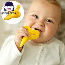 Baby's Silicone Training Toothbrush, BPA Free, Banana Shape Safe Toddler Teether, Chew Toys, Anel de dentição, Presente infantil