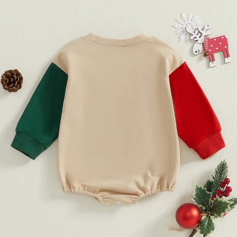 Baby Christmas Sweatshirts Rompers for Boy Girls Casual Gingerbread Letter Embroidery Long Sleeve Jumpsuits Newborn Cute Clothes