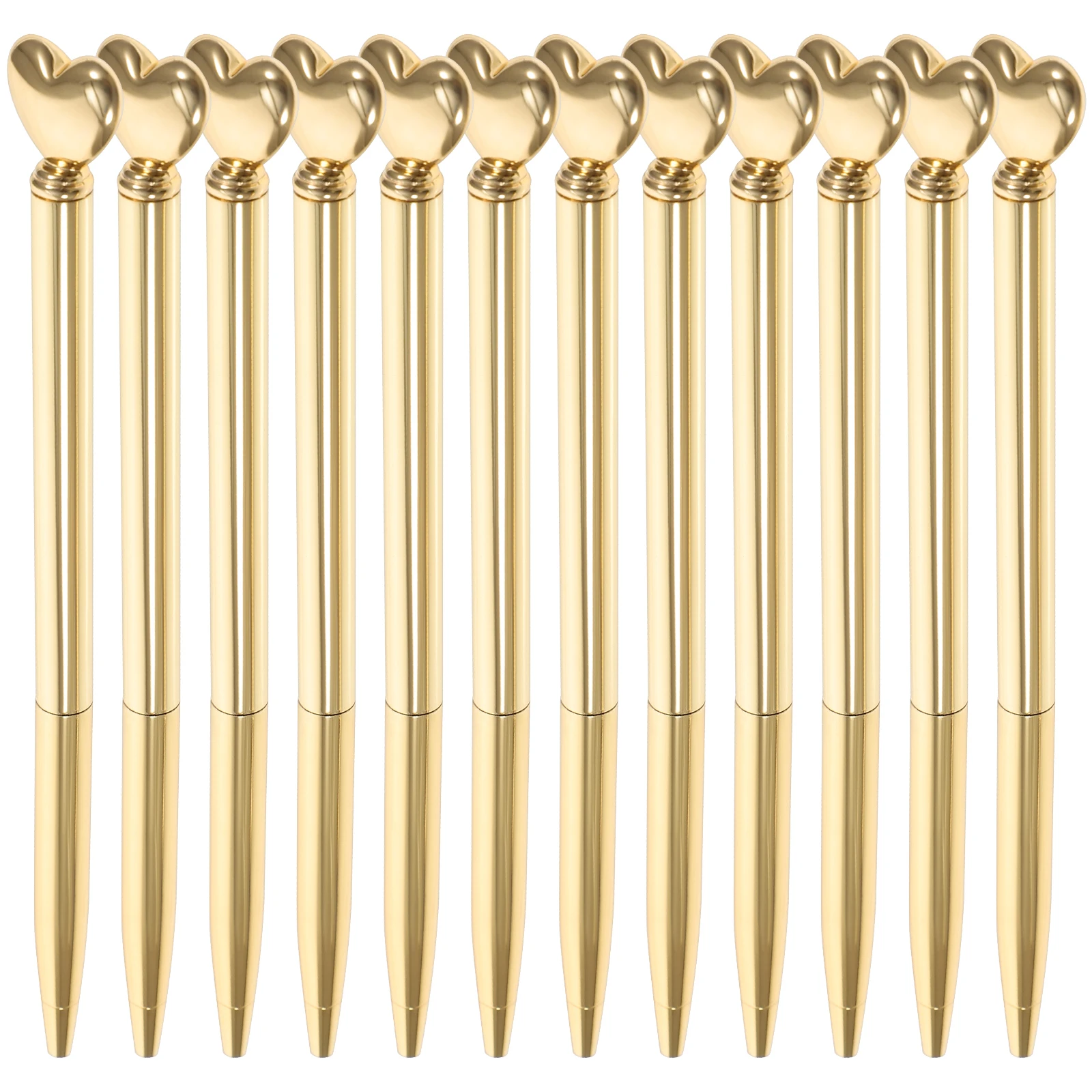 

12Pcs Metal Cartoon Heart Headed Ballpoint Pens Premium Smooth Ink Multifunctional Writing Tools for Daily Office Study