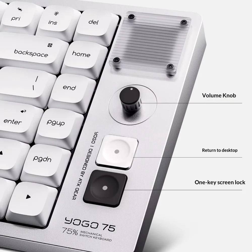 ATK Yogo 75 Pro Low-Profile Mechanical Keyboard Tri-Mode Wireless 75% Layout Aluminum Alloy Gasket Portable Office Keyboard Gift