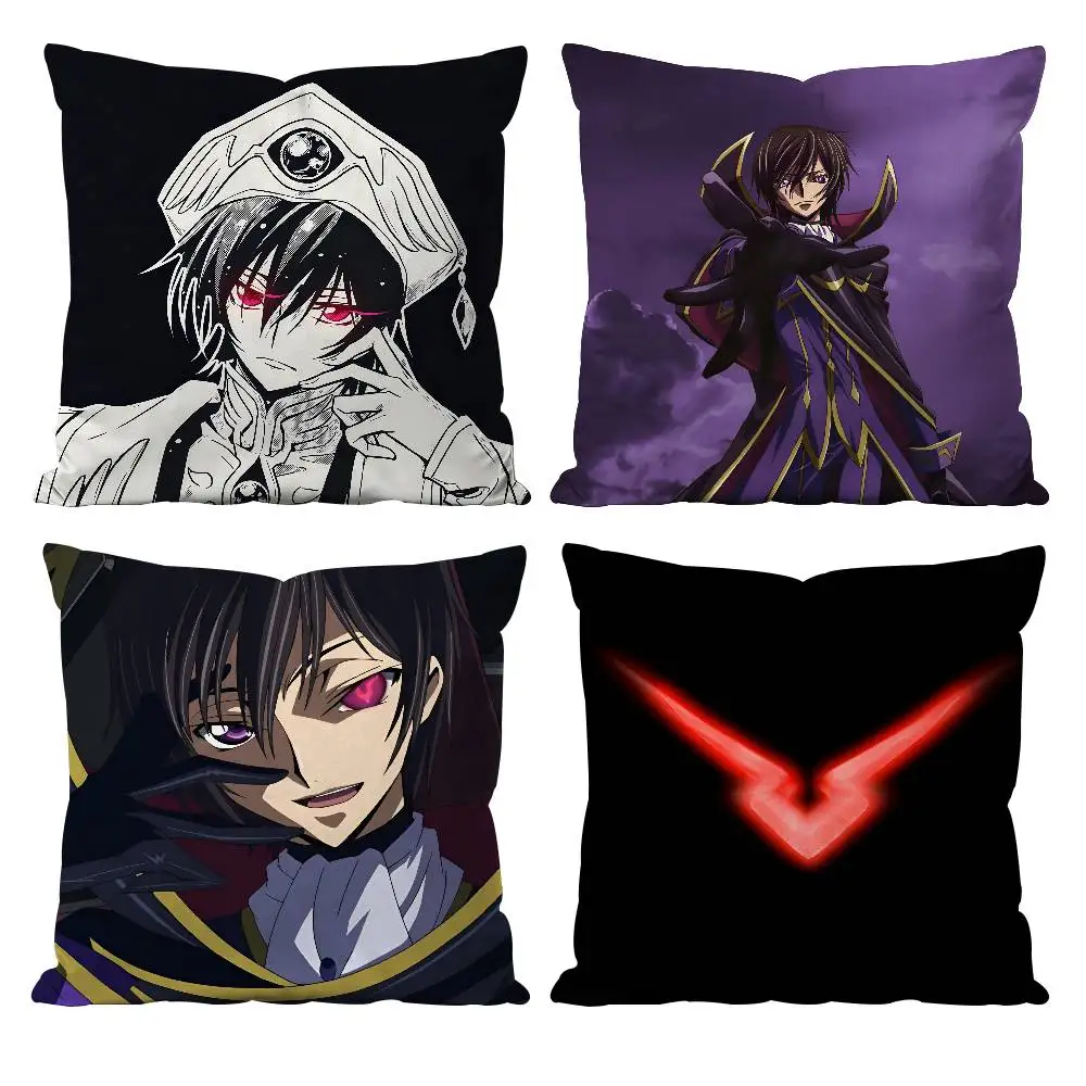Klassischer Anime Code Geass Kissenbezug, Anti-Dustmite-Kissenbezug, unsichtbarer Reißverschluss, seidiger kurzer Plüsch-Sofa-Kissenbezug