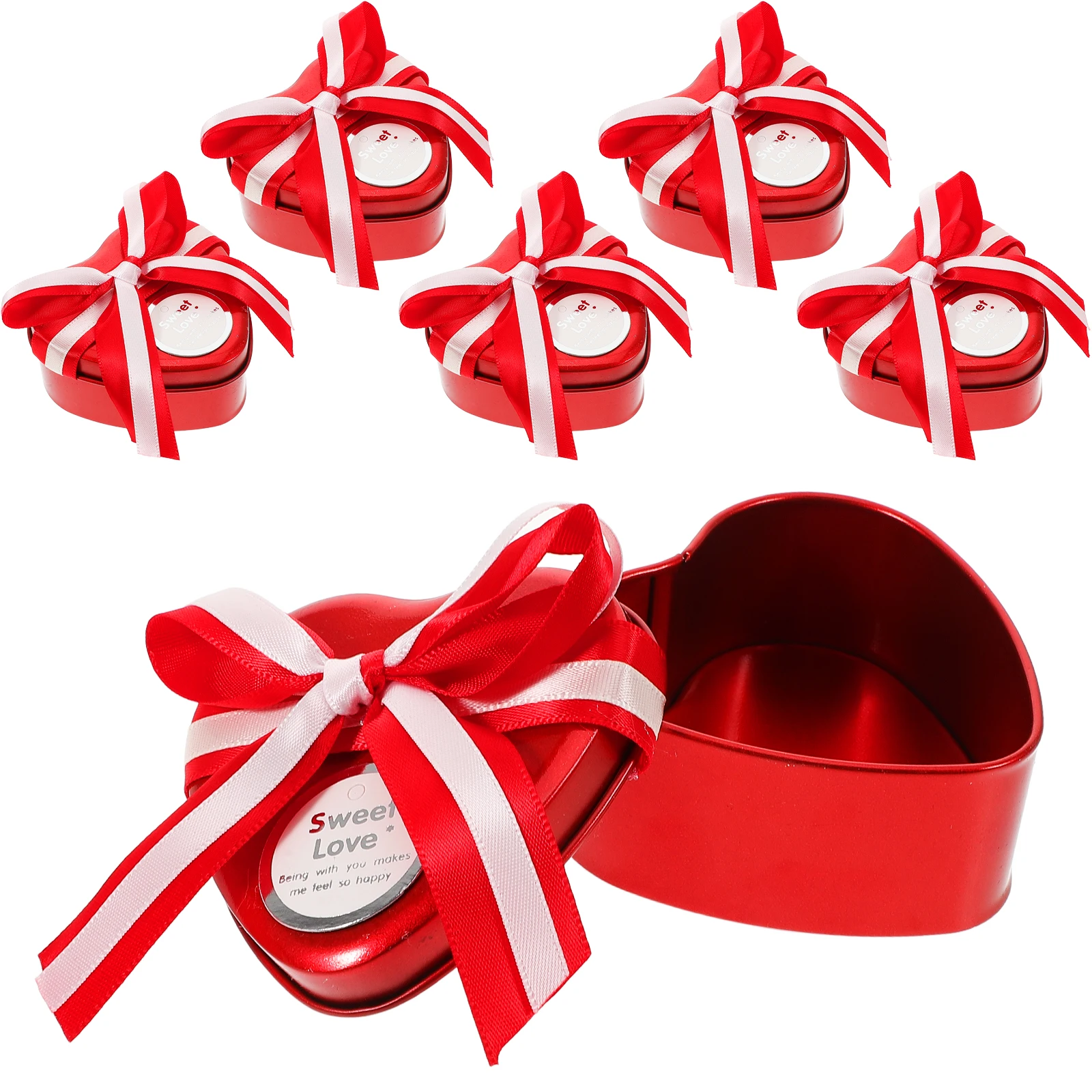 

6PCS Tinplate Wedding Favor Box Elegant Heart Shaped Wedding Favor Containers Strong Material Valentine Decor Storage