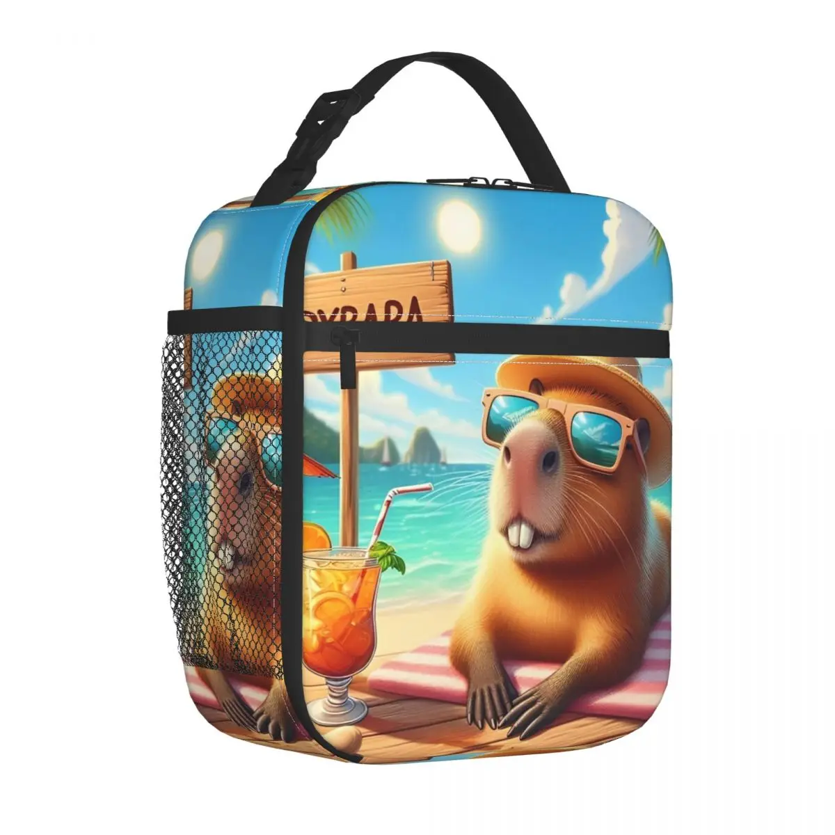 Cute Capybara Capibara Animal Insulated Lunch Bags Leakproof Meal Container Cooler Bag Tote Lunch Box Beach Travel Girl Boy