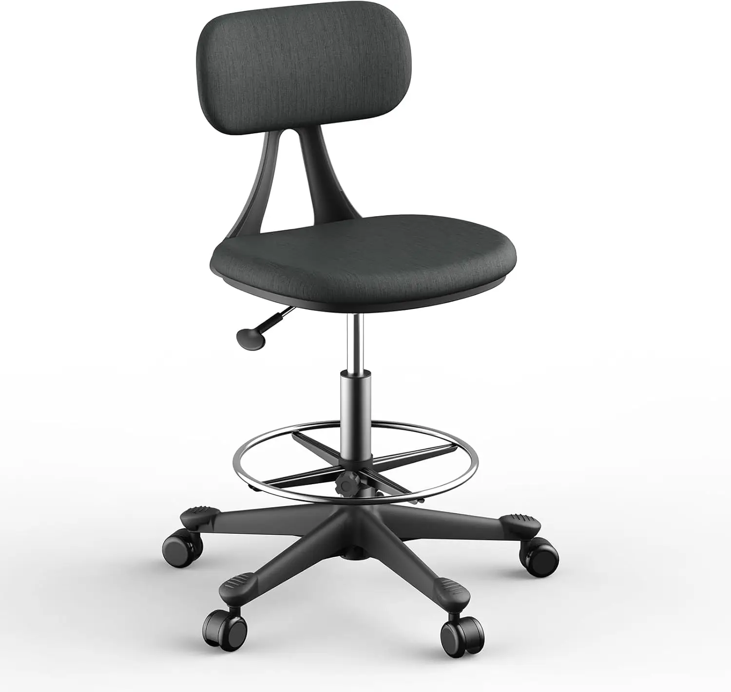 

Эргономичный табурет для черчения с поддержкой спины, регулируемой высотой и роликами с автоматической блокировкой для офиса или домашнего использования