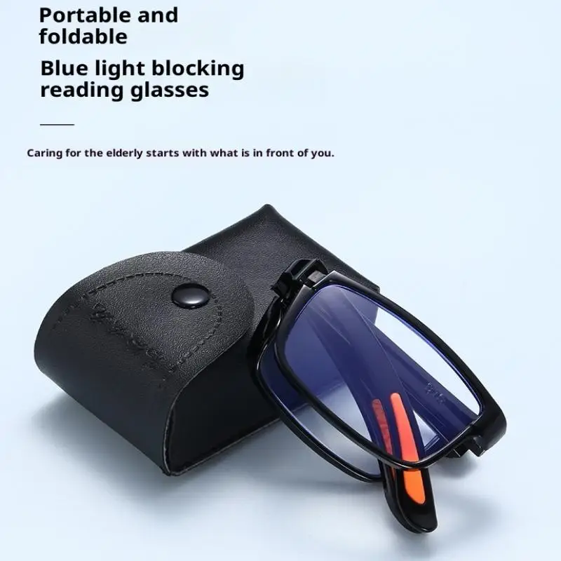 نظارات محمولة للرجال والنساء قابلة للطي نظارات قراءة مع حافظة مضادة للضوء الأزرق نظارات قصر النظر الشيخوخي ريترو للجنسين نظارات الجيب #4