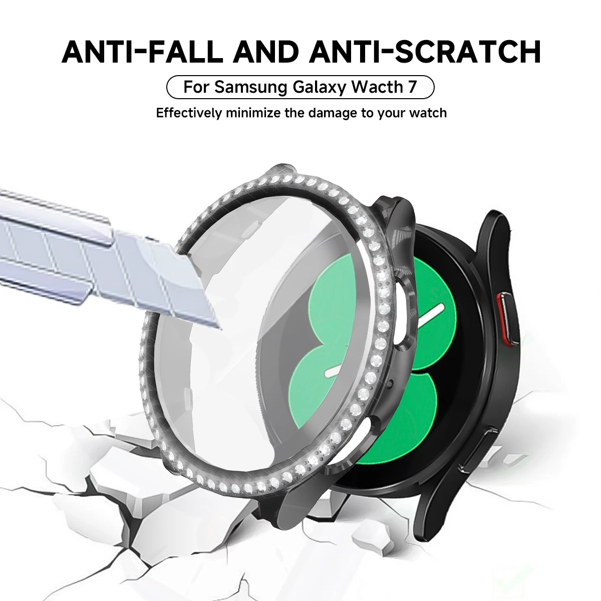 Diamond Bling Case for Samsung Galaxy Watch 7 40mm 44mm Fashion Crystal Protective Bumper Watch 7FE 40mm 44mm Cover Accessories