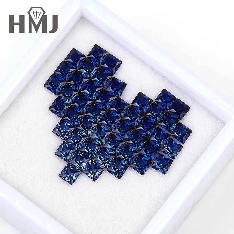 

( 36-70pcs per Lot ) Rainbow Gemstone Lab Sapphire Loose Gemstones for Jewelry Making Square Princess Cut Stones