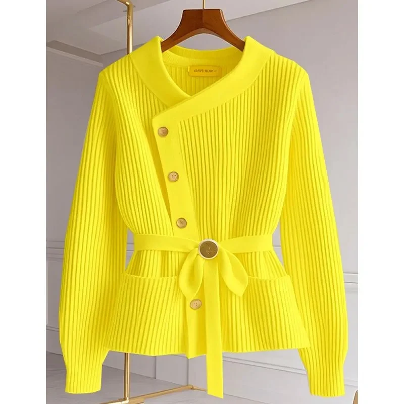 

Fashion Autumn Winter 2025 New Sweater Female Cardigan Women Long-Sleeved Waist Casual All-Match Knitted Sweater Ladies Coat Top