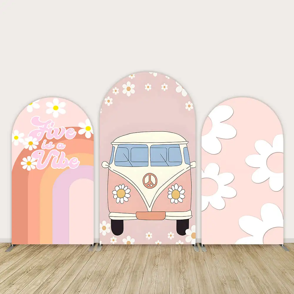 

Daisy Flower Groovy One Arch Cover Backdrop for Newborn Baby Shower Party Decoration Car Rainbow Boho Birthday Chiara Wall