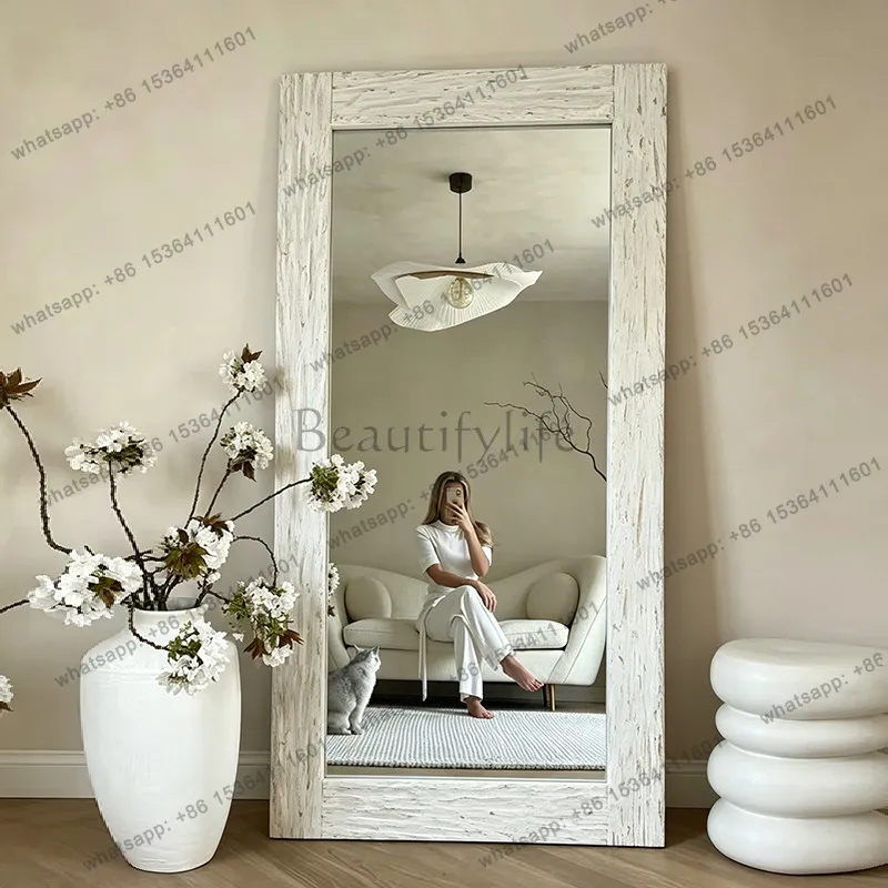 PG Nordic full-length mirror, French square home, bedroom, floor-standing wall-mounted clothing store fitting large mirror