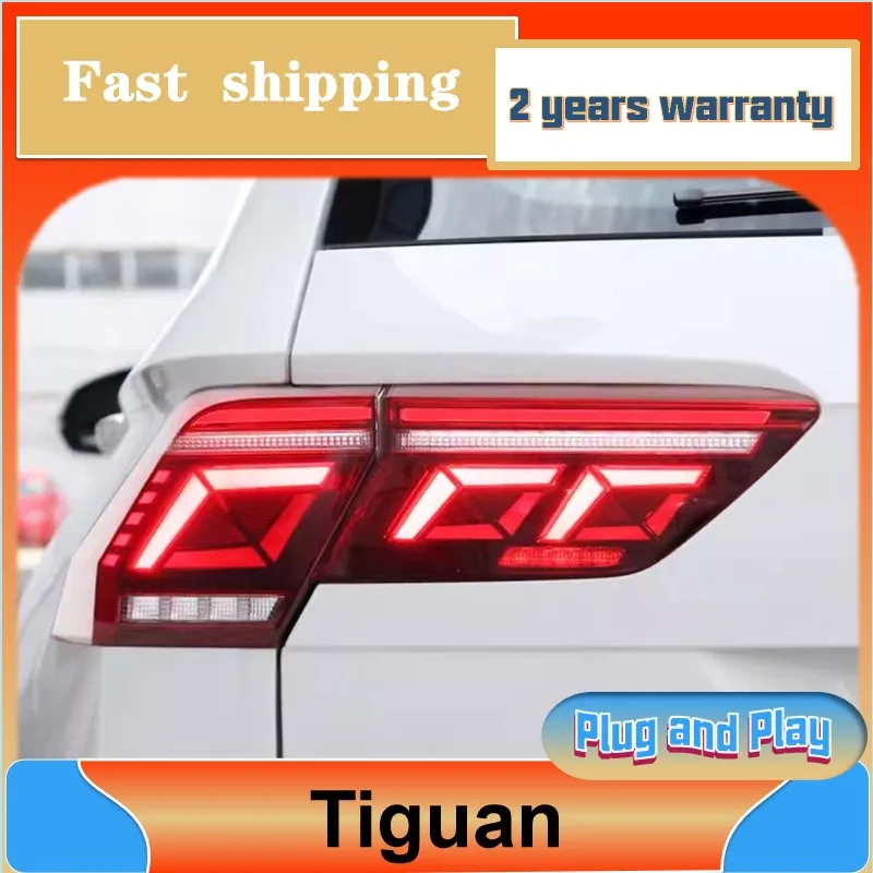 

Автомобильный Стайлинг для задних фонарей VW Tiguan 2016-2021, задние фонари Tiguan, задние ДХО, сигнал поворота, стоп-сигнал, противотуманный фонарь, задний фонарь