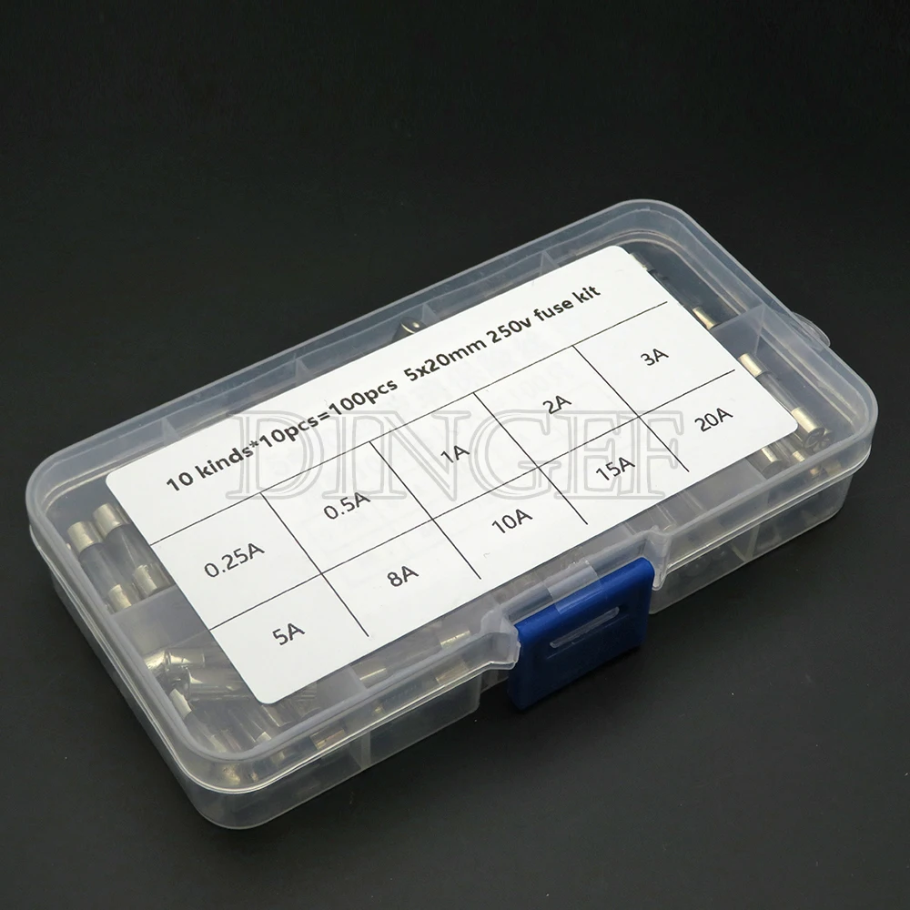 100PCS 5x20mm Quick Blow Glass Tube Fuse Assorted Kit Fast Blow Glass Fuses 250V 0.25A 0.5A 1A 2A 3A 5A 8A 10A 15A 20A  ibuw