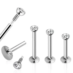 2PCS Multi Size 16G 1.2mm Steel Internally Threaded Monroe Lip Labret Ear Cartilage Tragus Stud Piercing