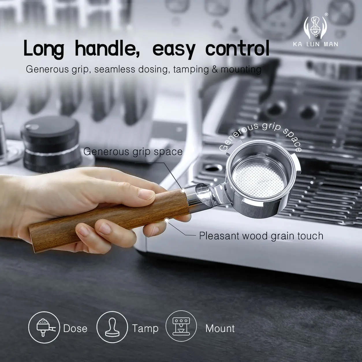 51mm 2‑Lugs Bottomless Portafilter, Flat Base No Tamping Stand Needed, Naked Visual Extraction for De'Longhi Espresso Machine