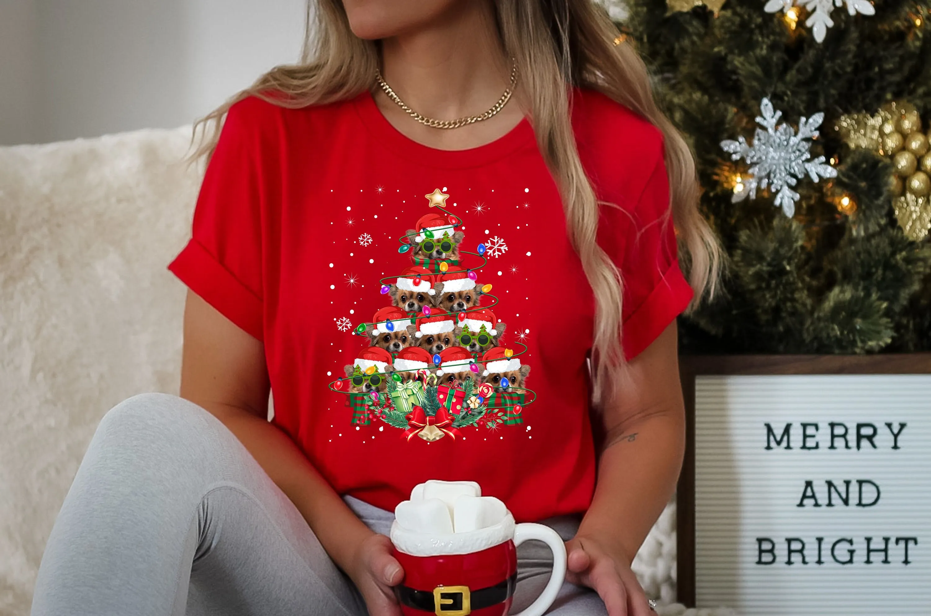 Chihuahua Dog s Xmas Christmas Kids T Shirt Tree Santa Lover