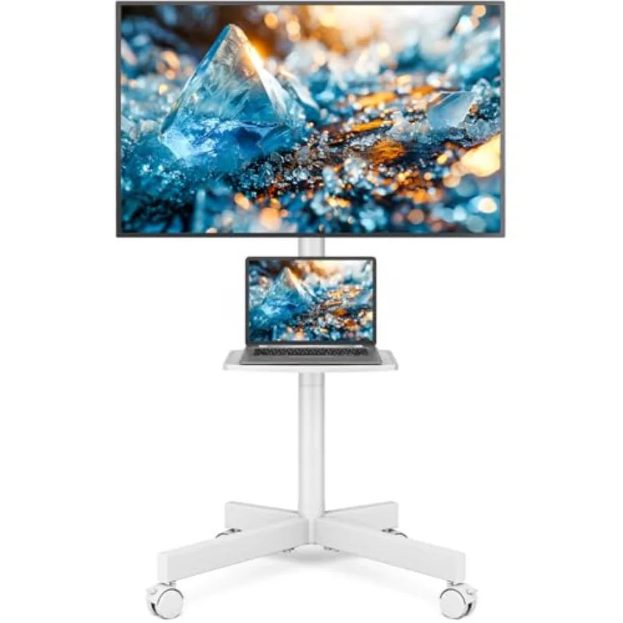 

Rolling TV Stand with Shelf for 23-65 inch TVs up to 88lbs Portable Mobile TV Cart with Silent Wheel Tilt Height Adjustable Uni