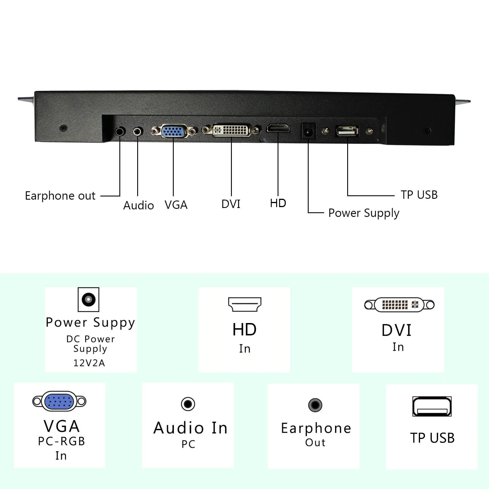 12.1inch 800x600 LCD Monitor Screen 700nits Brightness VS121ZJ01 H/D DVI VGA Video Input for Wall Mounted Advertising Screen